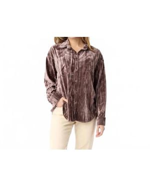 Coco + Carmen Avyanna Crinkle Velour Button Front Top - Black