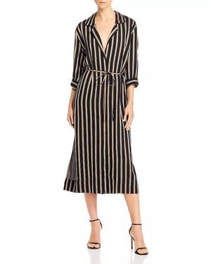 7 For All Mankind Striped Midi Dress - Black