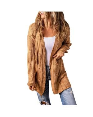 Shiying Cable Knit Cardigan - Brown