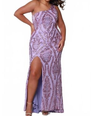 Sydney's Closet One Shoulder Sequin Sheath Dress - Purple