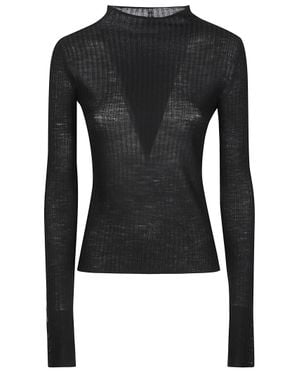 Patrizia Pepe Long Sleeve Turtle Neck Fitted Wool Turtleneck - Black