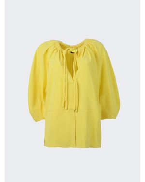 Proenza Schouler Matte Crepe V-Neck Top - Yellow
