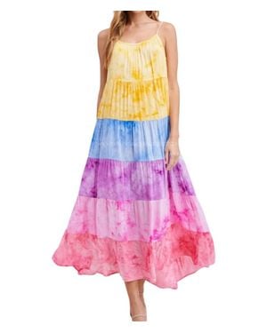 White Birch Tiered Tassel Tie Straps Dyed Dress - Purple