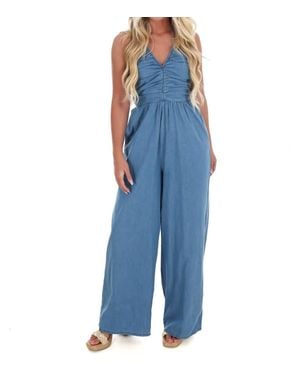 Day + Moon Take Time Off Halter Jumpsuit - Blue