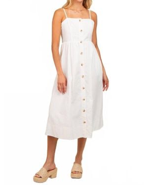 TCEC Sleeveless Button Down Midi Dress - White