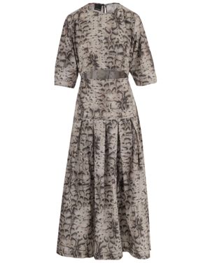 Pinko Multi Animal Print Cotton Dress - Gray