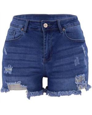 Rosa Clothing Classic Ripped Denim Shorts - Blue