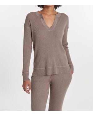 LEIMERE Cabo Split Neck Top - Gray
