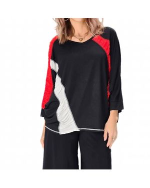 Lemon Grass Dolman Sleeve V-Neck Top - Black