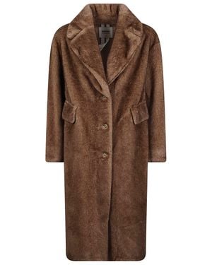S.w.o.r.d 6.6.44 Classic Tailored Faux Fur Coat With Notched Lapel And Flap Pockets - Brown