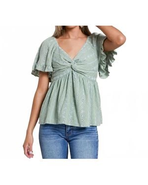 Angie Twisted Front Peplum Top - Green