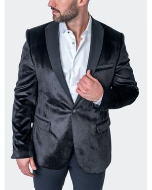 Maceoo Velvet Jacquard Blazer - Blue