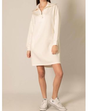 P.Cill Quarter Zip Long Sleeve Dress - Natural