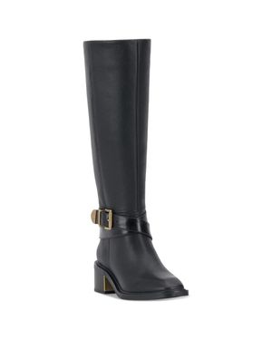 Vince Camuto Boots Leather Adjustable Strap Knee High Zap603 - Black