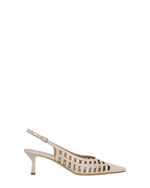 Julie Dee Bronze Julie Dee Cut-Out Slingback Pumps - White