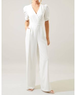 Sugarlips Go Getter Wide Leg Surplice Jumpsuit - White