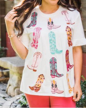 Layerz Clothing Loretta's Boot Short Sleeve Tee - Multicolor