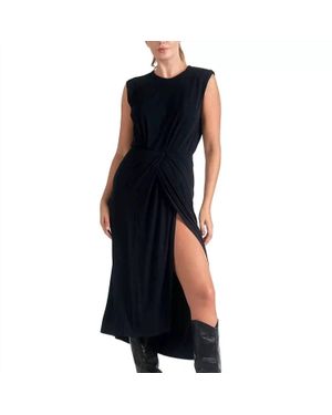 Elan Lenox Sleeveless Front Slit Midi Dress - Blue