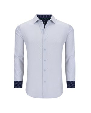 Tom Baine Slim Fit Performance Long Sleeve Geometric Button Down - Blue