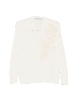 ERMANNO FIRENZE Embroidered Cotton Sweater - White