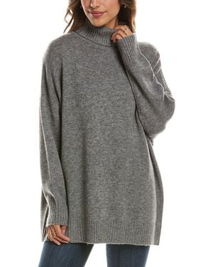 Forte Luxe Mock Neck 100% Cashmere Sweater - Gray