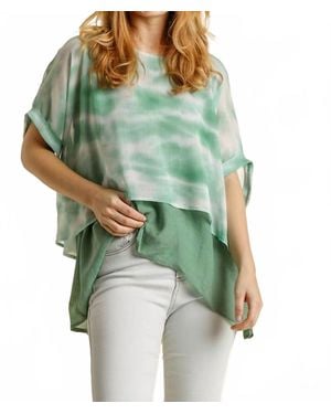 Umgee Tie Dye Layered Top - Green