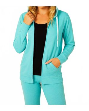 French Kyss Detail Zip Up Hoodie - Blue
