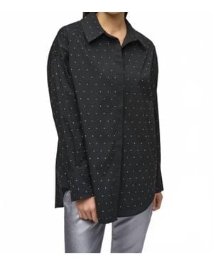Joseph Ribkoff Embellished Stretch Button-Down Blouse - Black
