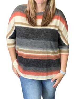 Honeyme Fall Between The Lines Boxy Top - Gray