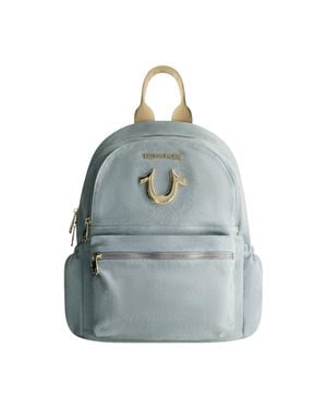 TRUE RELIGION Zip Pocket Denim Horseshoe Backpack - Blue
