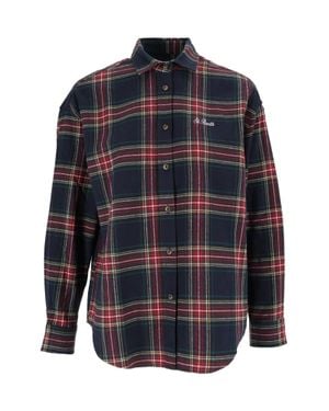 MC2 Saint Barth Lully Flannel Long-Sleeved Plaid Shirt - Blue
