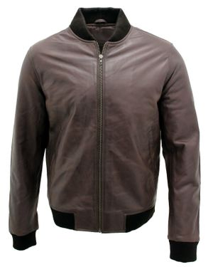 Infinity Leather Varisty Bomber Jacket - Gray