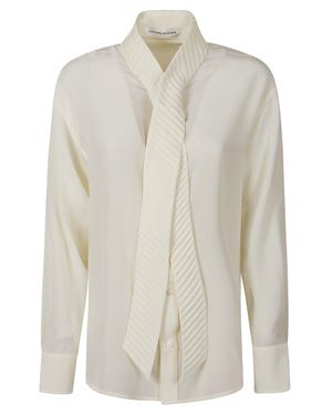 Victoria Beckham Scarf Detail Pleated Blouse - White