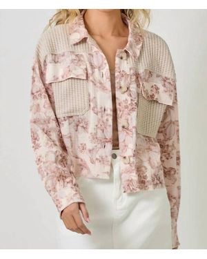 Mystree Mixed Media Floral Jacket - Natural