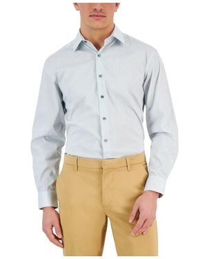 Alfani Dress Shirts Honeycomb Stretch Button-Up Formal Ups1043 - Blue