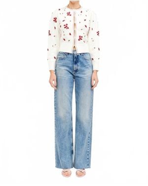 SOFIA The Label Floral Knit Cardigan - Blue