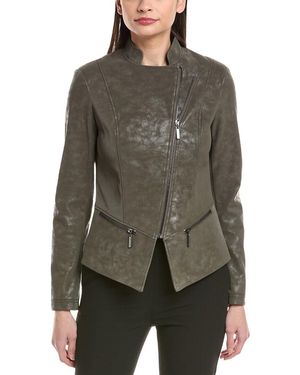 Joseph Ribkoff Vegan Leather Jacket - Green