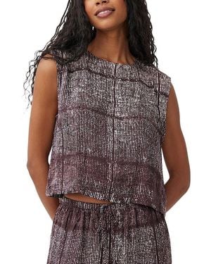 Bella Dahl Boxy Button Back Silk-Blend Top - Purple