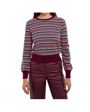 Isla Cassie Wave Stitch Crew Top - Red