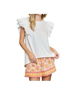 Umgee Scallop Sleeve Top - White