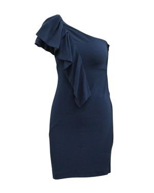Maje One Shoulder Ruffled Dress - Blue
