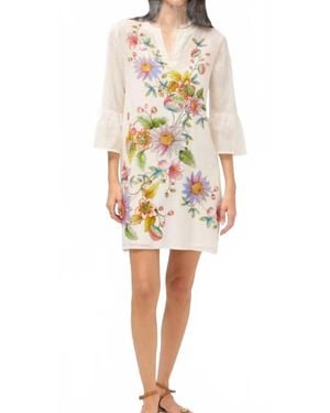 Johnny Was Ruffle Sleeve Dress - White