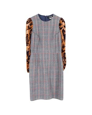 Junya Watanabe Plaid Velvet Sleeve Dress - Gray