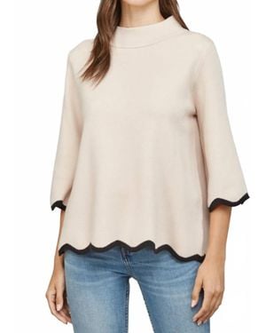 Fate Scallop Edge Detailed Mock Neck Sweater - Natural