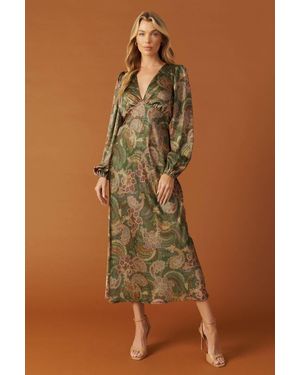 TRUEDAMES Stick Season Woven Midi Dress - Brown
