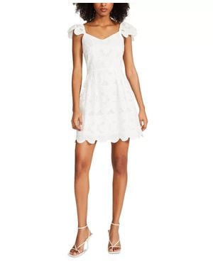 Steve Madden Sierra Mini Dress Floral Cotton Scalloped Hem Pall5 - White