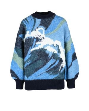 ALÉMAIS Puff Sleeve Sweater - Blue