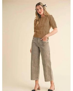 ..,merci Popcorn Knit Pointelle Short Sleeve Sweater - Natural