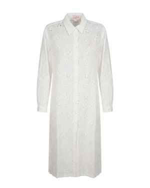 MC2 Saint Barth Knee-Length Shirt Dress With Eyelet Pattern - White