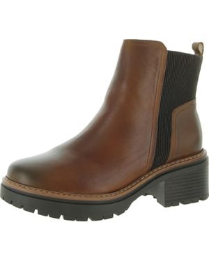 Naturalizer Jadyn Leather Block Heel Ankle Boots - Brown